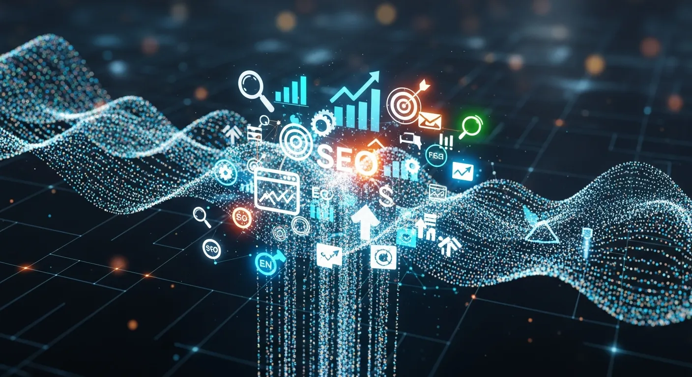 Dashboard showing SEO tools analyzing website traffic, keyword rankings, and search performance for small business growth.
