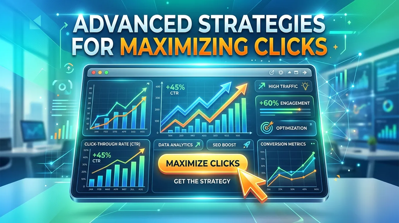 Digital marketer reviewing SEO analytics and click-through rate performance charts