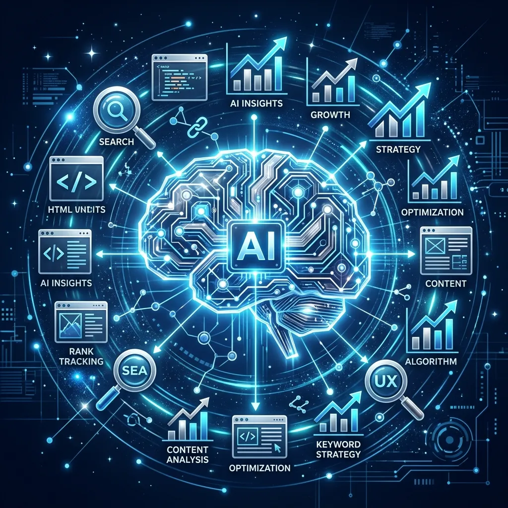 Artificial intelligence technology analyzing search engine ranking data and user intent
